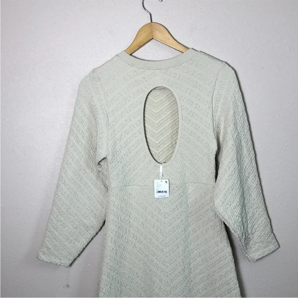 New FREE PEOPLE Gabby Seamless Long Sleeve Midi Dress Wet Plaster Quilted M/L‎